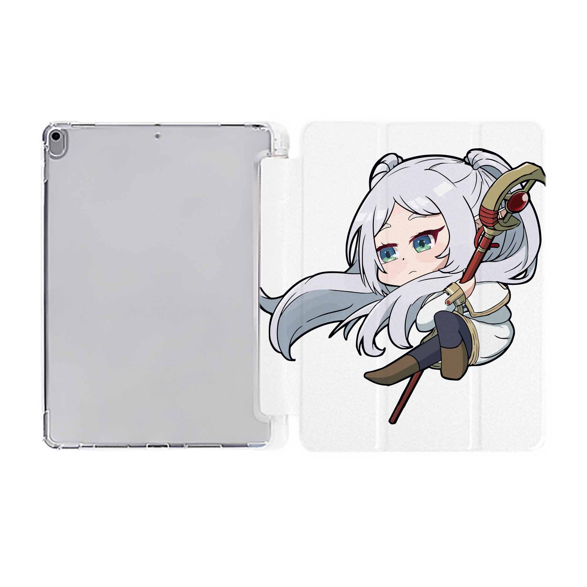 （画像用） 葬送のフリーレン Frieren IPad ケース ペン収納付き 三つ折りスタンド PUレザー×シリコン 対応機種9.5/10.5/10.9インチ